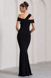 Black Strappy Asymmetric Cut-Out Maxi Dress
